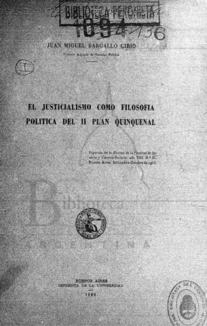 El justicialismo como Filosofía política del ll Plan Quinquenal